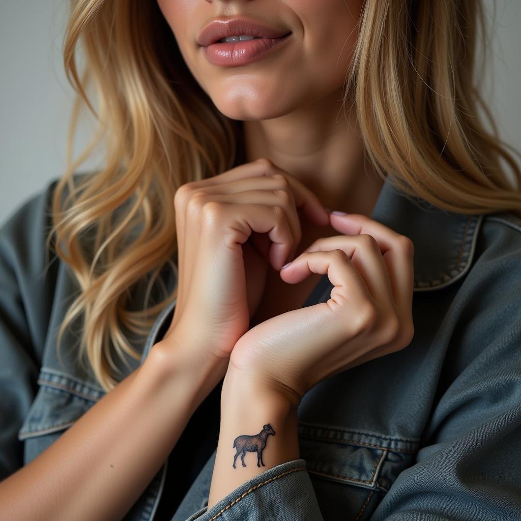 Hình xăm con dê mini cho nữ: Biểu tượng cá tính và quyến rũ 2 hinh xam de mini nu co gai tre 67bd1c 1