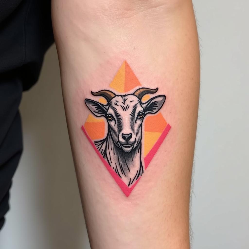 Hình xăm dê trừu tượng mini cute độc đáo thể hiện cá tính riêng