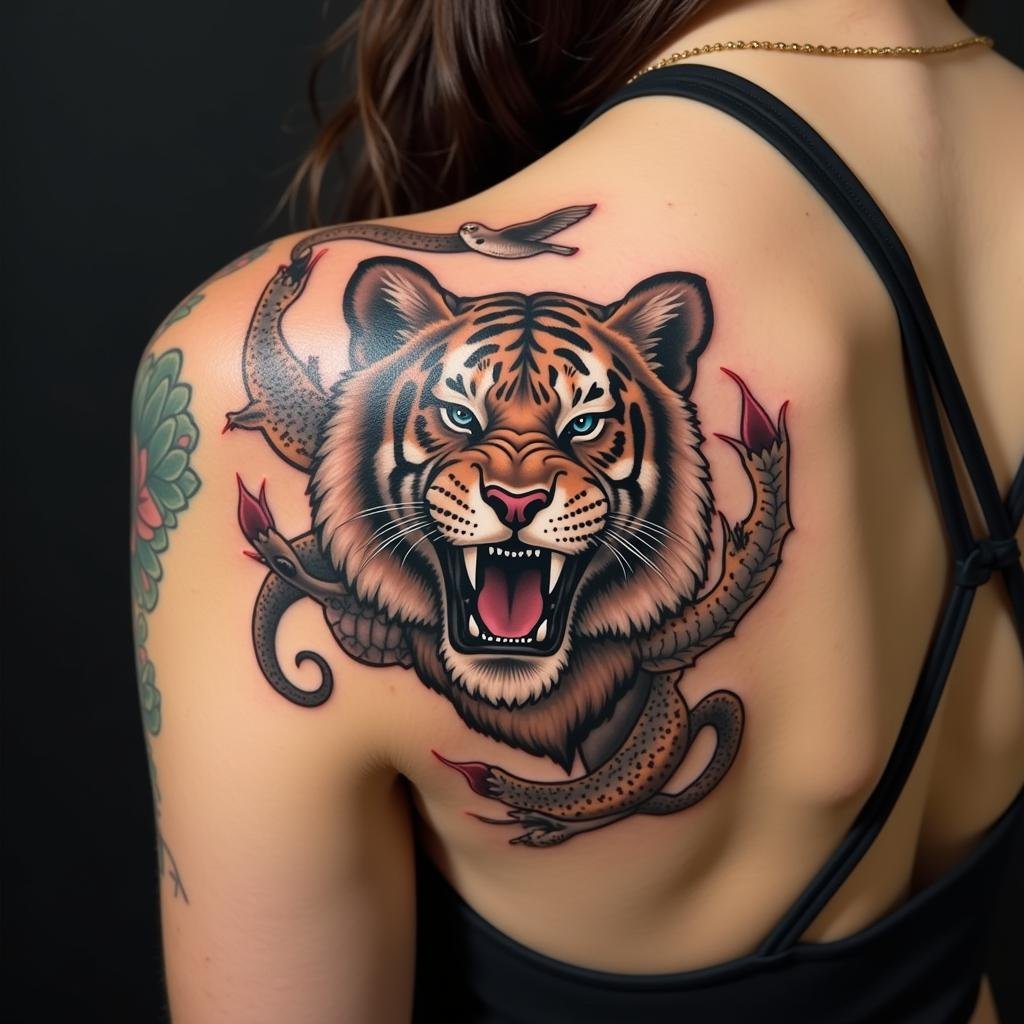 Tuyển tập mẫu hình xăm trên vai đẹp và ý tưởng độc đáo cho nữ 2 hinh xam dong vat vai ca tinh 67bbcd 1