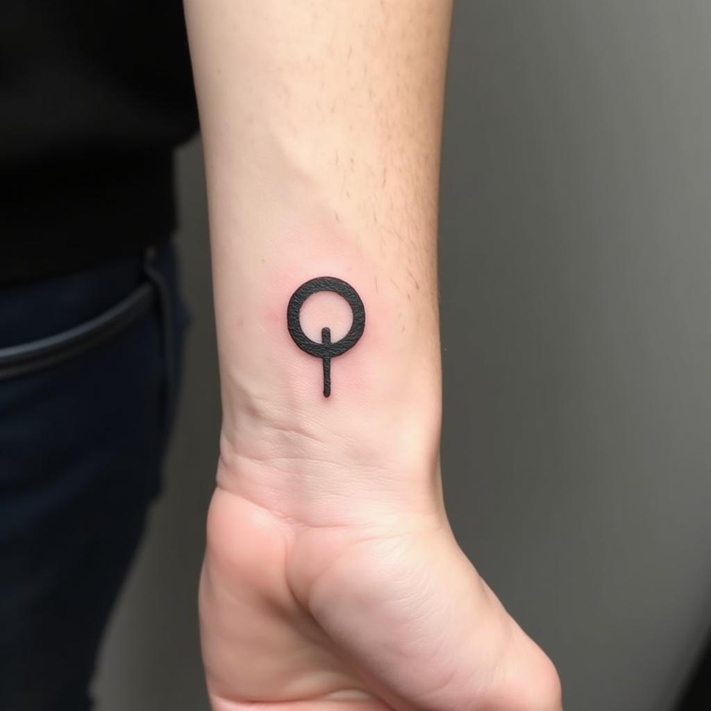 Hình xăm Enso tối giản trên cổ tay Hình xăm Enso tối giản trên cổ tay