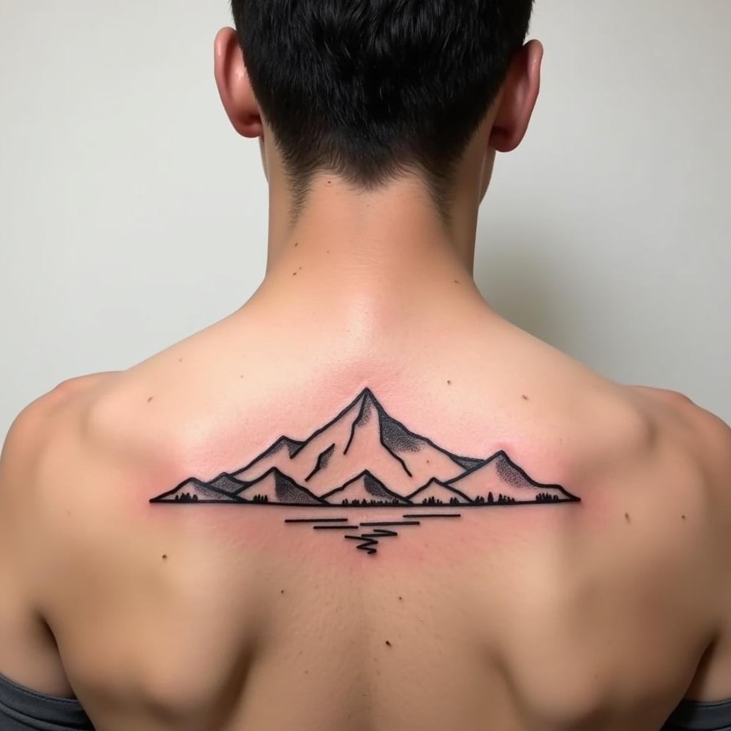 hinh-xam-full-lung-net-phong-cach-toi-gian-nui-67b909 Hình xăm full lưng nét phong cách tối giản với hình núi đơn giản, tượng trưng cho ý chí và tình yêu thiên nhiên.