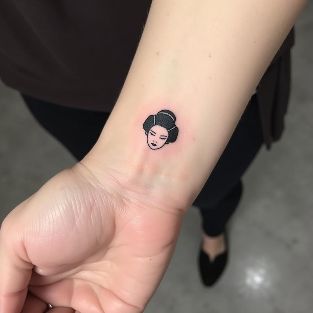 hinh-xam-geisha-mini-co-tay-67bfbb Hình xăm Geisha nhỏ gọn ở cổ tay với phong cách tối giản