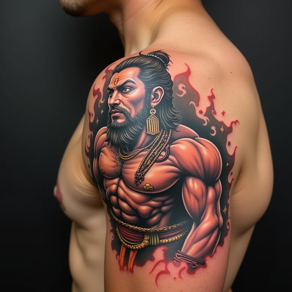 Hình Xăm Khmer Hanuman 3D: Khám phá ý nghĩa, phong cách và những lưu ý cần biết 2 hinh xam hanuman khmer 3d the hien suc manh 67bc49 1