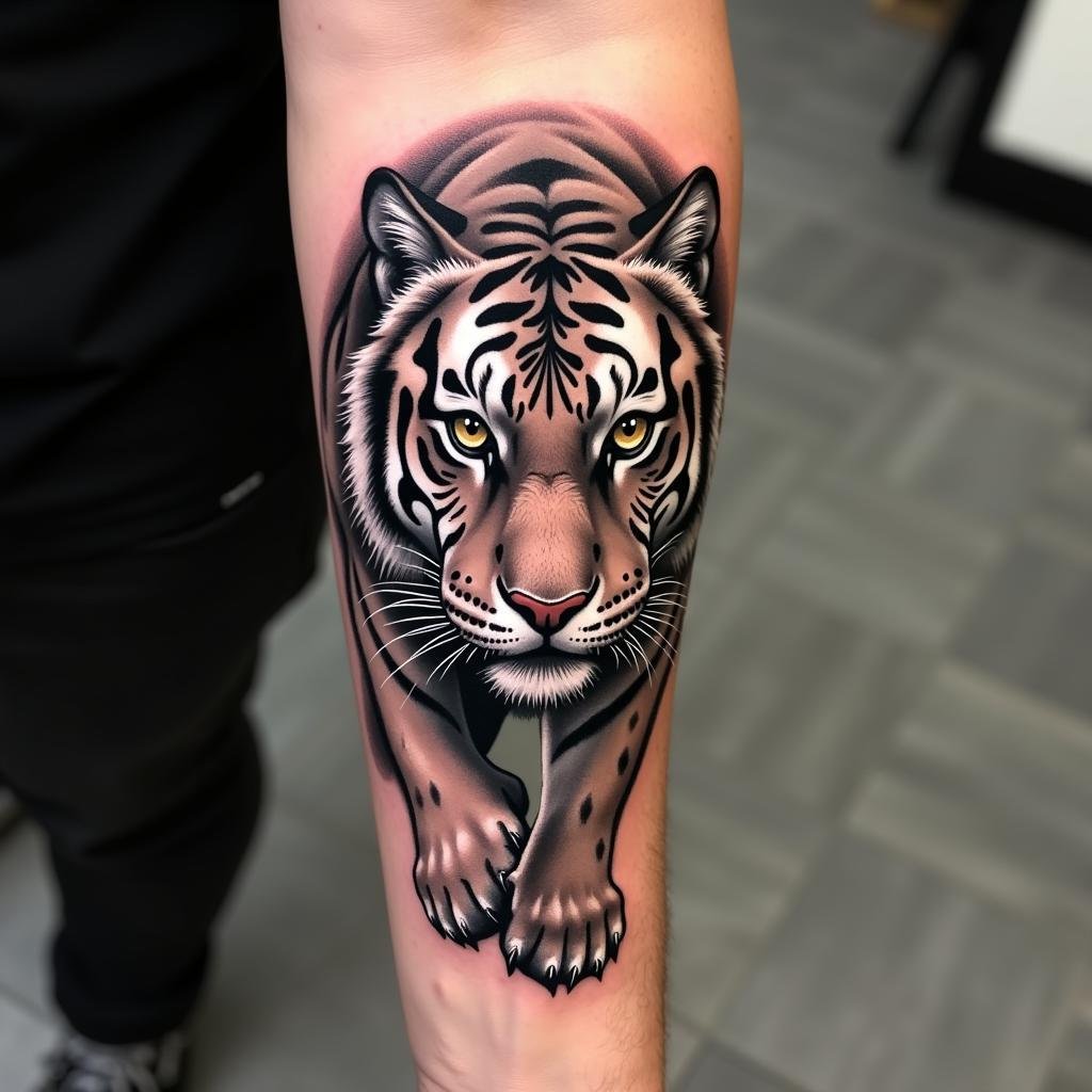 Hình xăm hổ hợp mệnh gì mang đến tài lộc, may mắn? 2 hinh xam ho co dien manh me 67bacb 1