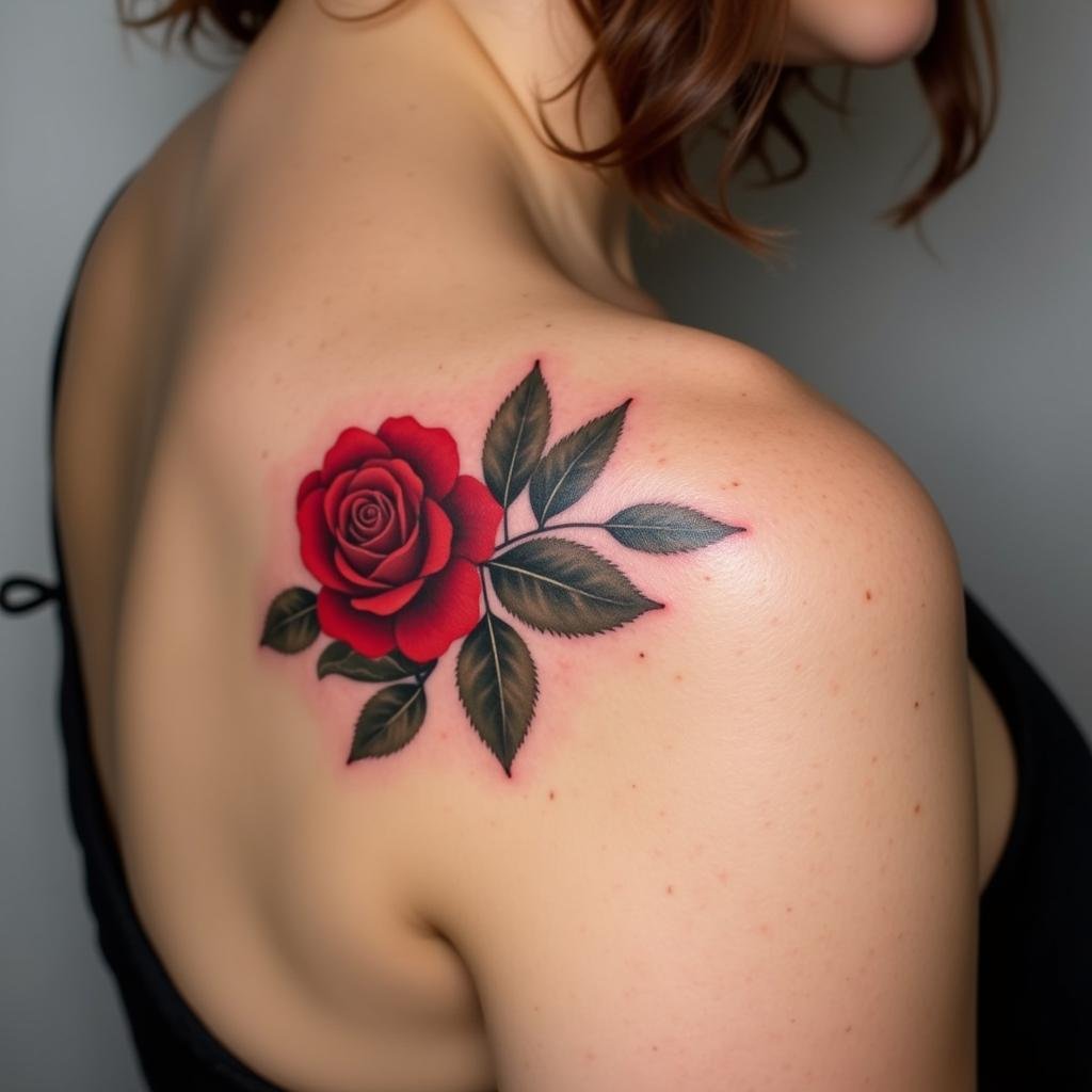 Hình xăm vai trước nữ quyến rũ: Hơn 30 ý tưởng độc đáo 2 hinh xam hoa hong vai nu dep 67bf03 1