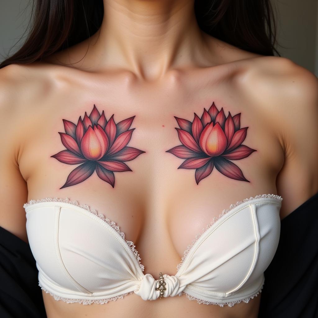 hinh-xam-hoa-sen-doi-xung-hai-ben-nguc-can-doi-67be93 Hình xăm hoa sen đối xứng hai bên ngực tạo sự cân đối hài hòa