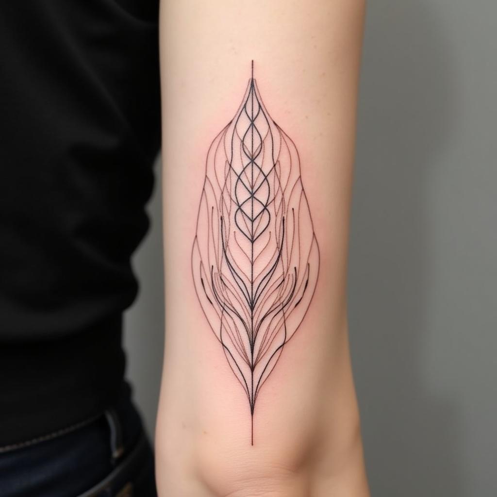 Hình xăm hoa văn đơn giản với thiết kế thanh lịch, đường nét mảnh mai tôn lên vẻ đẹp tinh tế