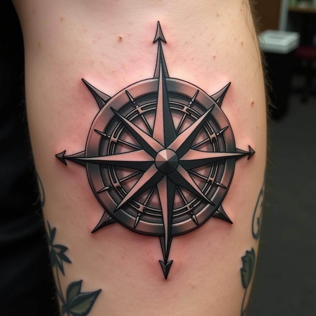 Hình xăm la bàn 3D, xu hướng tương lai với hiệu ứng sống động và chân thực trên da