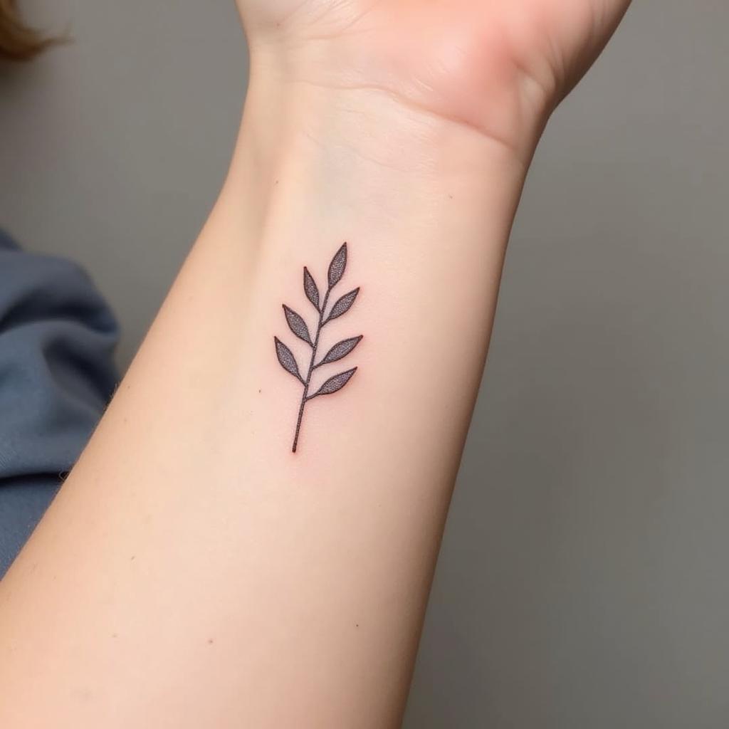 Hinh-xam-chiếc-lá-nhỏ-ở-cổ-tay-nữ-tính-và-tinh-tế-phong-cách-minimalist