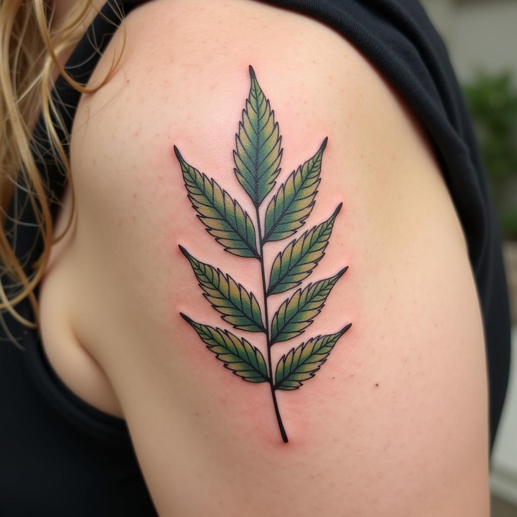 Hinh-xam-chiếc-lá-phong-cách-botanical-tái-hiện-chi-tiết-tinh-xảo-vẻ-đẹp-tự-nhiên