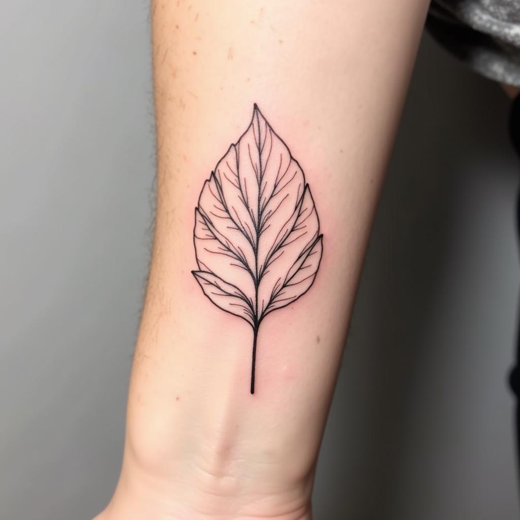 Hinh-xam-chiếc-lá-phong-cách-tối-giản-chỉ-với-đường-viền-màu-đen-tinh-tế