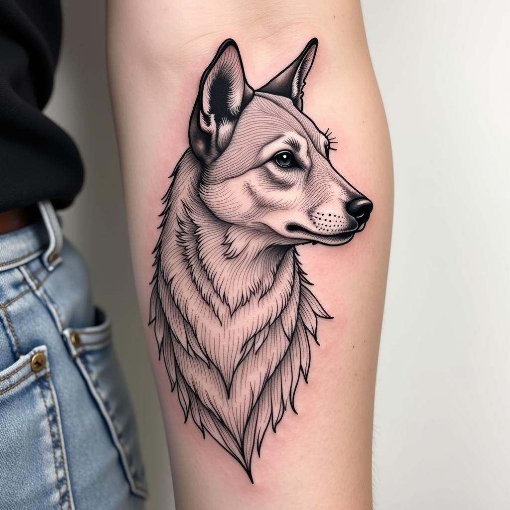 Hình xăm Linework hình động vật với đường nét tinh xảo và chi tiết, thể hiện sự thanh lịch