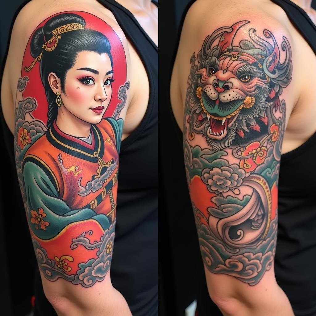 Thần Sấm Thần Gió: Ý Nghĩa Hình Xăm Biểu Tượng Sức Mạnh, May Mắn 2 hinh xam loi cong phong ba a dong co dien 67bfa5 1