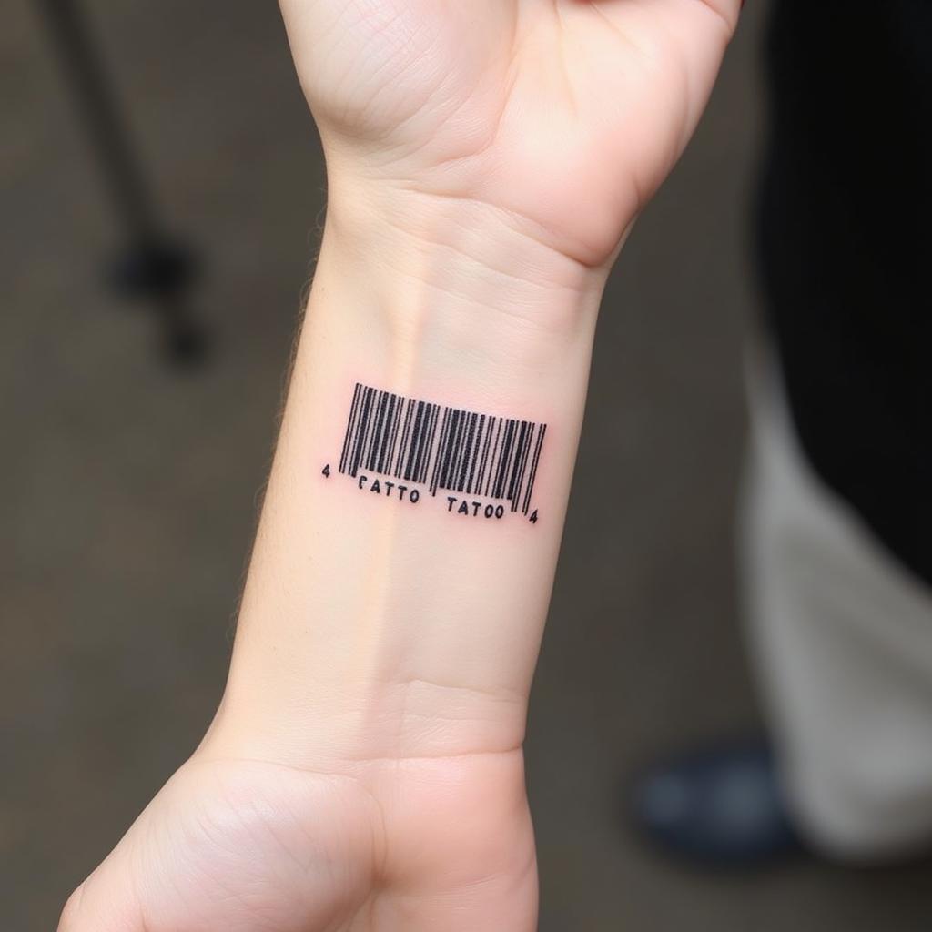 Hình xăm mã vạch trên cổ tay thể hiện cá tính và phong cách độc đáo của người trẻ