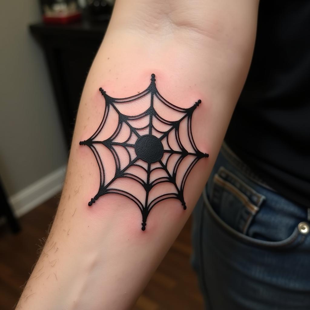 Hình xăm mạng nhện ở khuỷu tay phong cách giang hồ và ý nghĩa đặc biệt