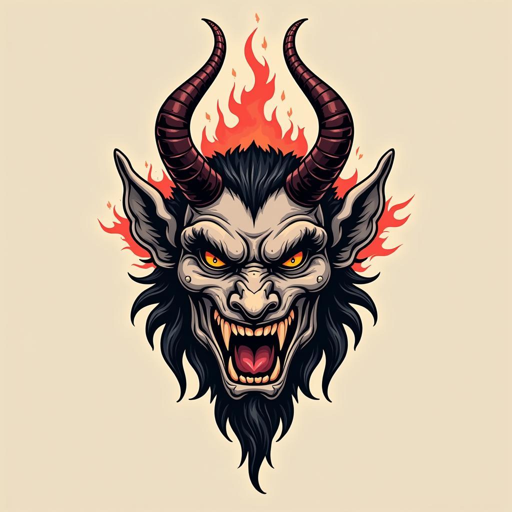 Hinh xam mat quy the hien suc manh va y nghia bao ve, la bua ho menh