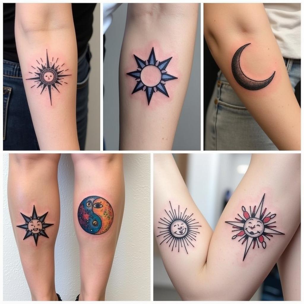 Hình xăm mặt trời và mặt trăng với nhiều phong cách thiết kế khác nhau