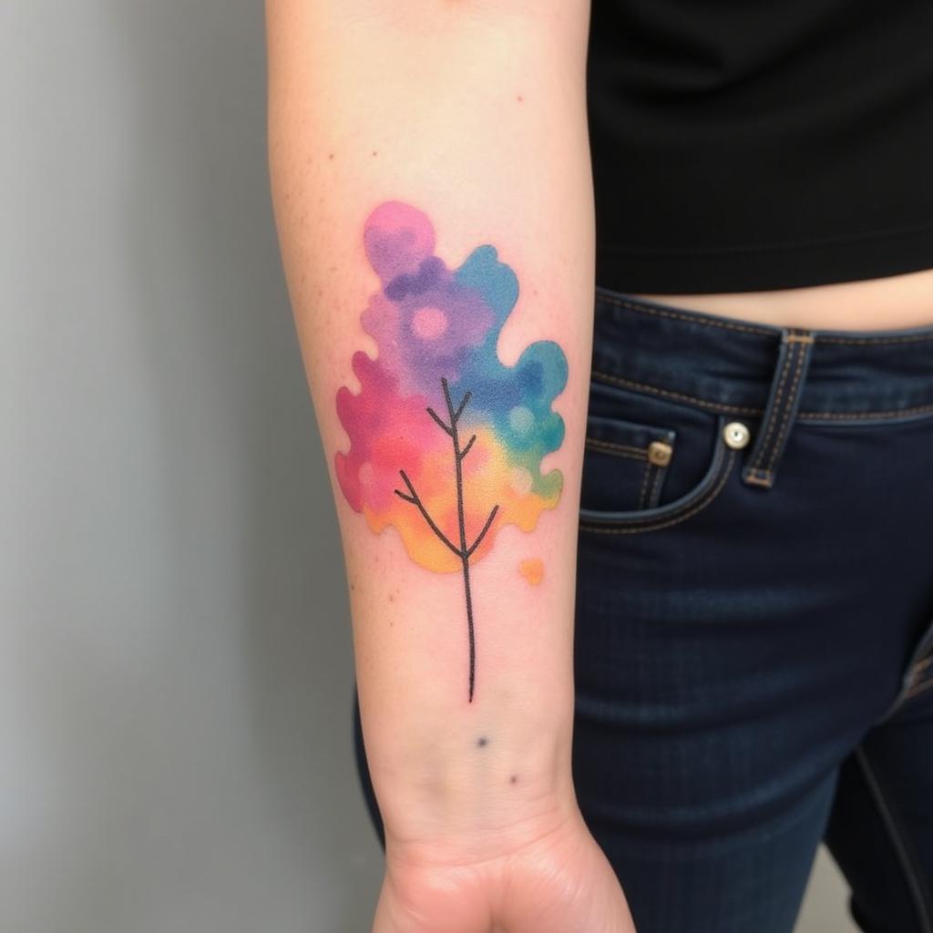 Hinh xam mau nuoc canh tay nu nghe thuat mem mai