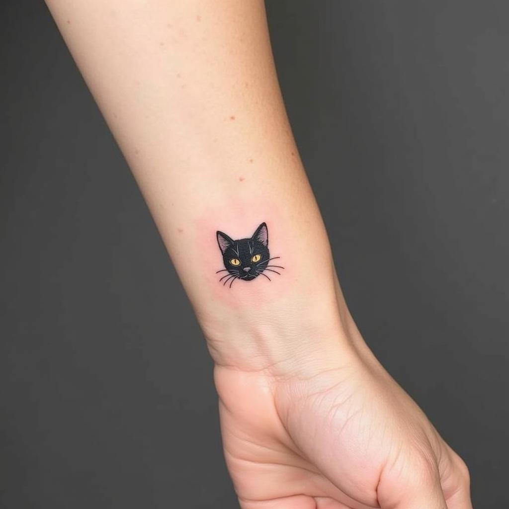 Hinh xam meo den nho o co tay vi tri xam hinh kin dao