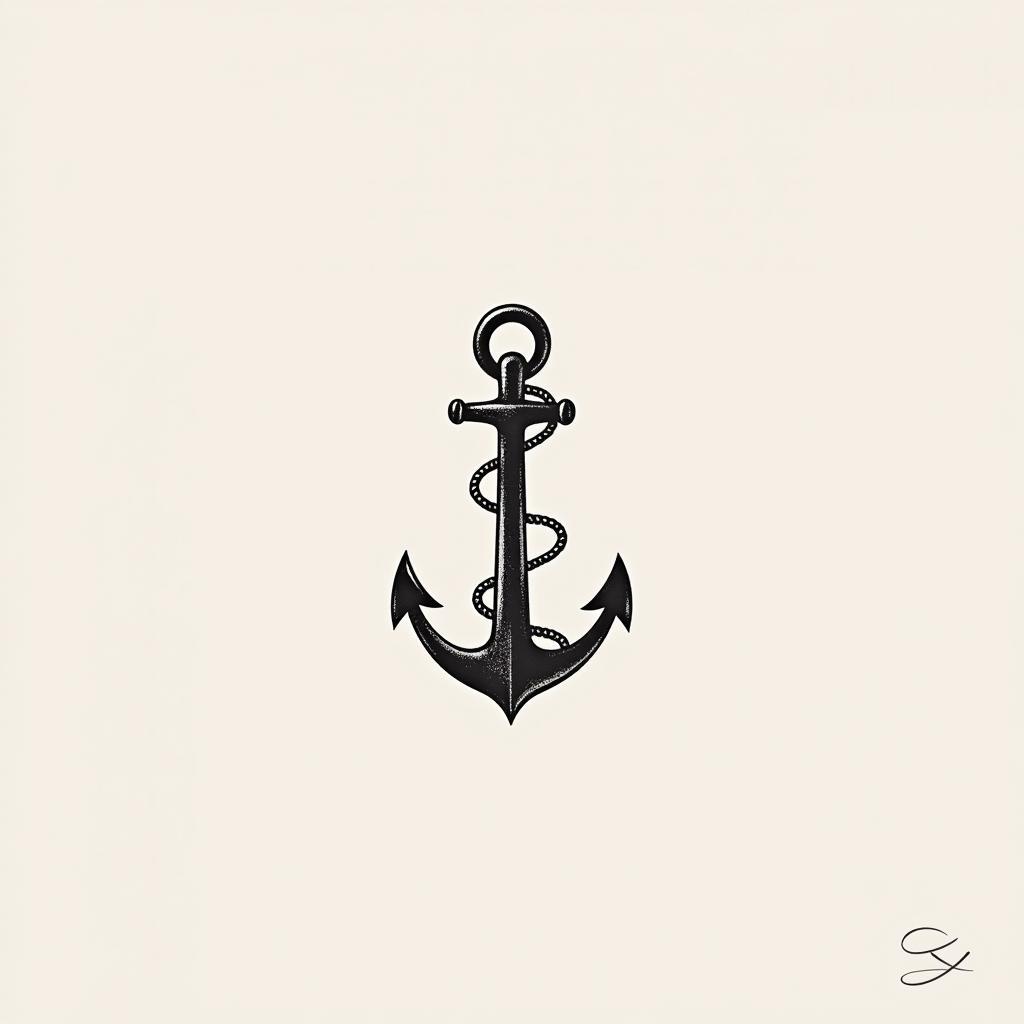 Hình xăm mỏ neo đơn giản biểu tượng cho sự ổn định, hy vọng và vượt khó khăn