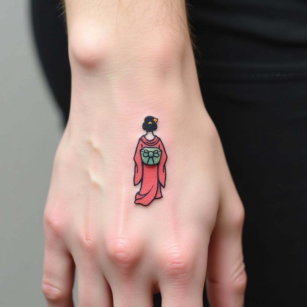 hinh-xam-mu-ban-tay-co-gai-nhat-nho-67bfba Hình xăm cô gái Nhật mini ở mu bàn tay với thiết kế tinh tế