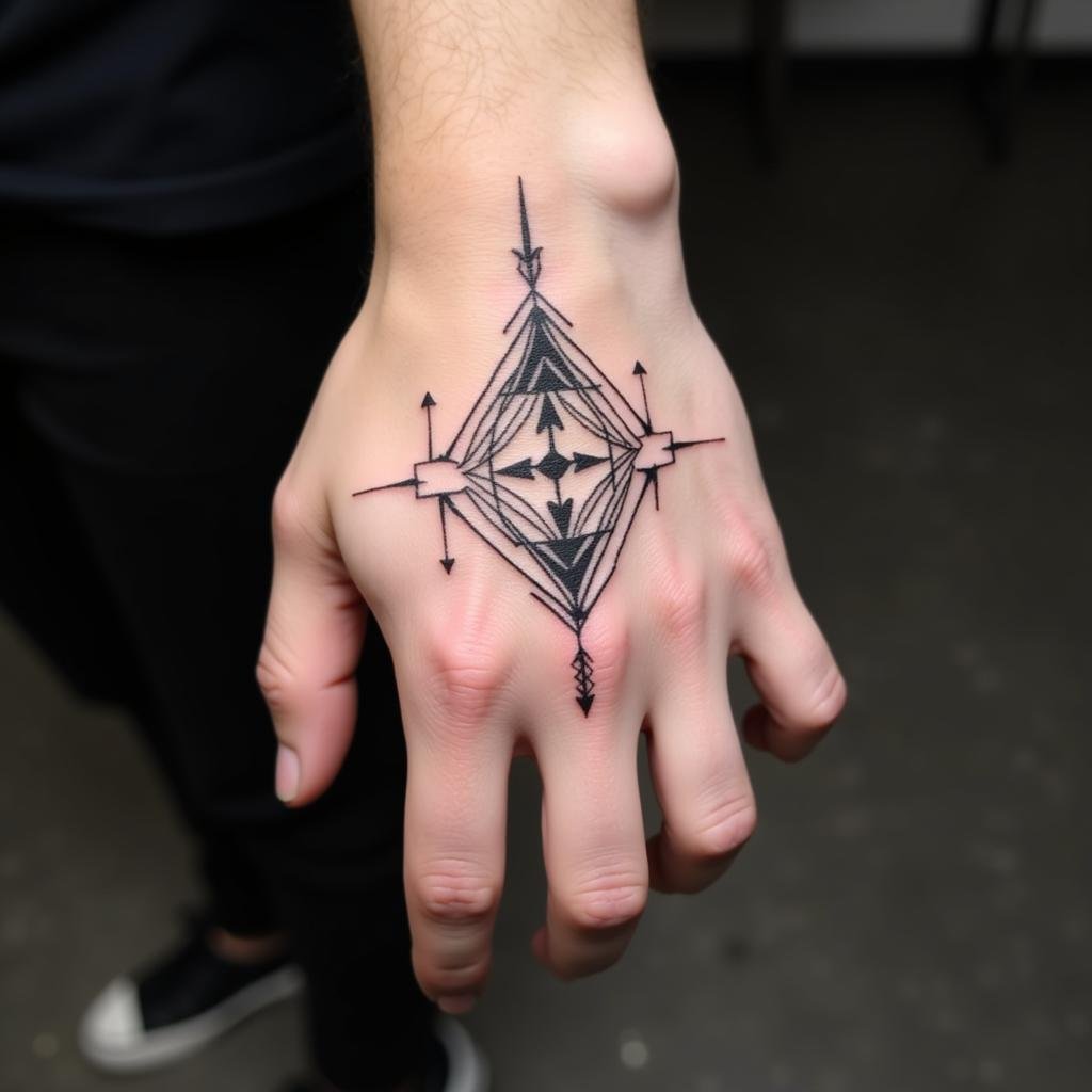 Xăm Mu Bàn Tay Nam Đẹp: Tuyển Chọn Mẫu Ý Nghĩa & Lưu Ý Cần Biết 2 hinh xam mu ban tay nam hinh hoc duong net sac sao 67bfbe 1