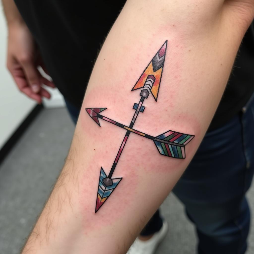Hình xăm mũi tên nam ý nghĩa, vị trí và mẫu thiết kế độc đáo 3 Hình xăm mũi tên độc đáo ở cẳng tay nam thể hiện cá tính và năng động