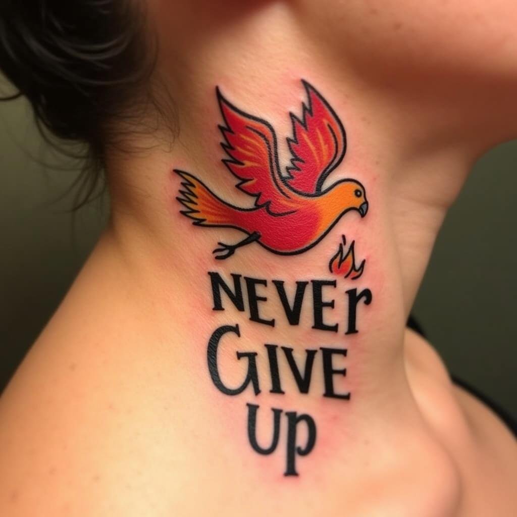 hinh xam never give up co ket hop phuong hoang 67ba87 1