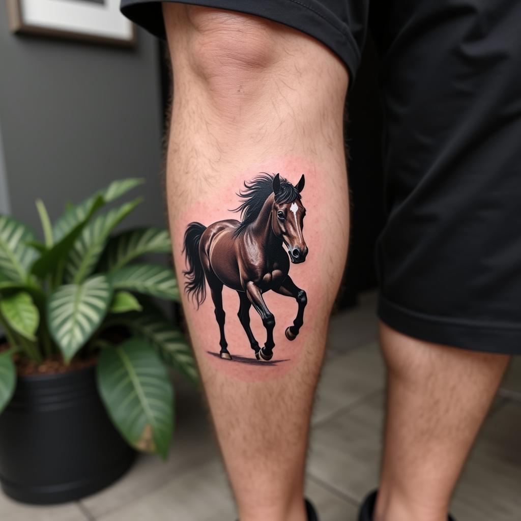 hinh-xam-ngua-o-cang-chan-nam-67bf76 Hình xăm ngựa ở cẳng chân thể hiện tốc độ và tự do