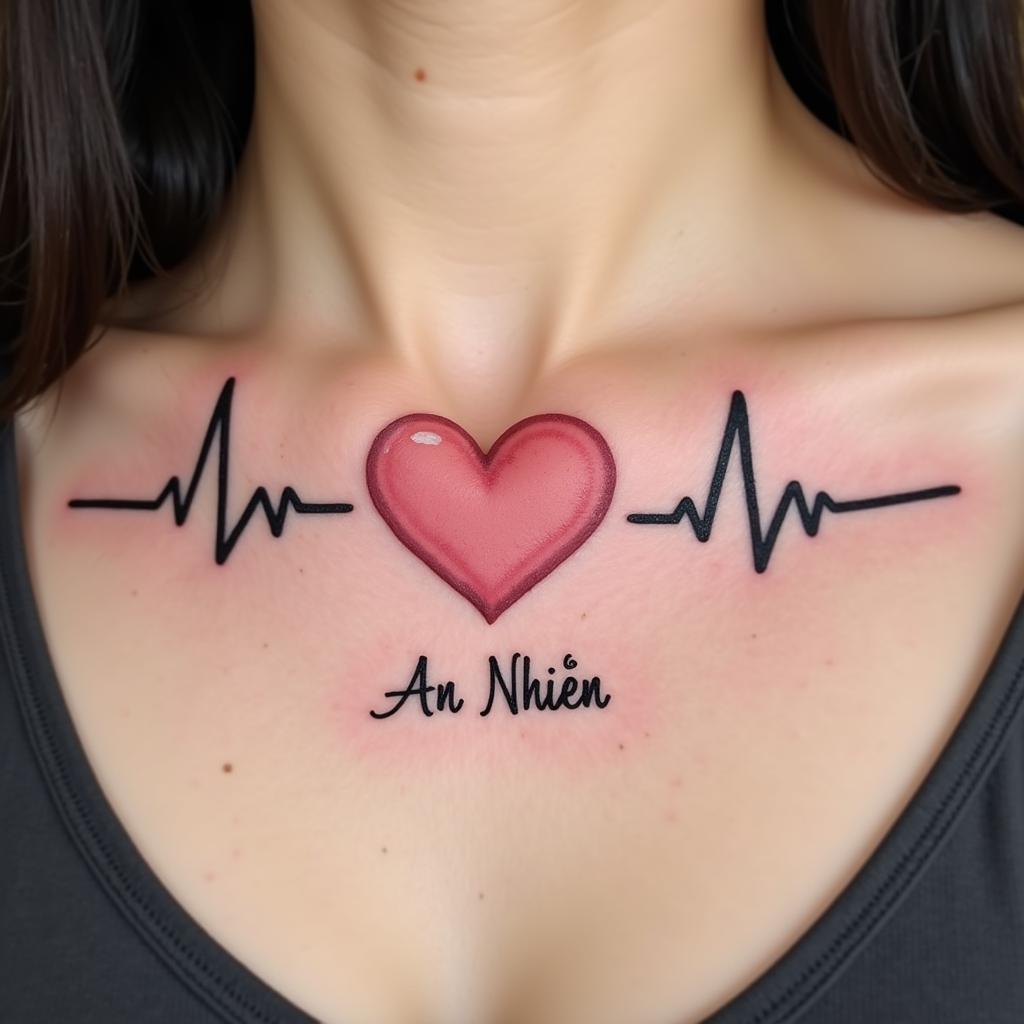hinh-xam-nhip-tim-chu-thu-phap-co-dien-67bfae Hình xăm nhịp tim kết hợp chữ thư pháp Việt Nam mang vẻ đẹp cổ điển