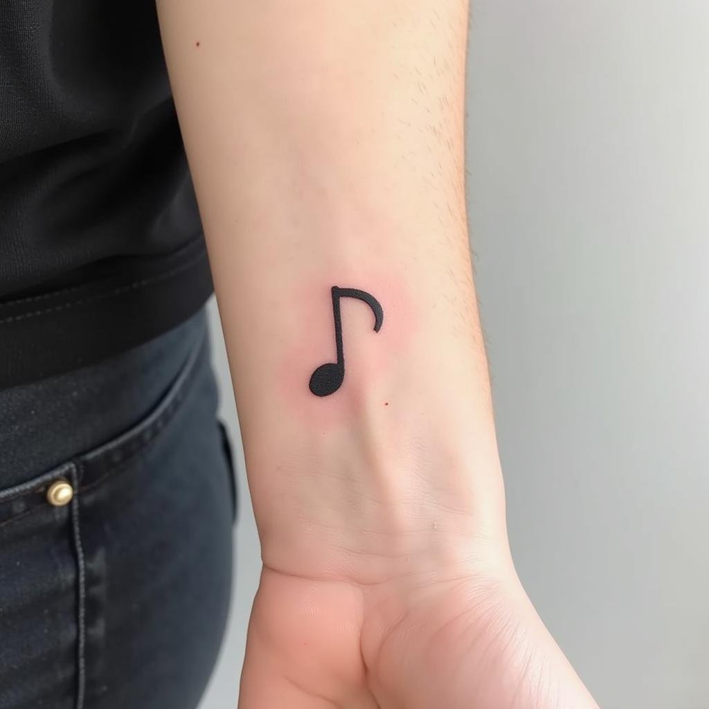 Hình xăm nốt nhạc cổ tay: Ý nghĩa, Vị trí & Mẫu Độc Đáo Hàng Đầu 8 hinh xam not nhac co tay don gian the hien dam me am nhac 67beae 1