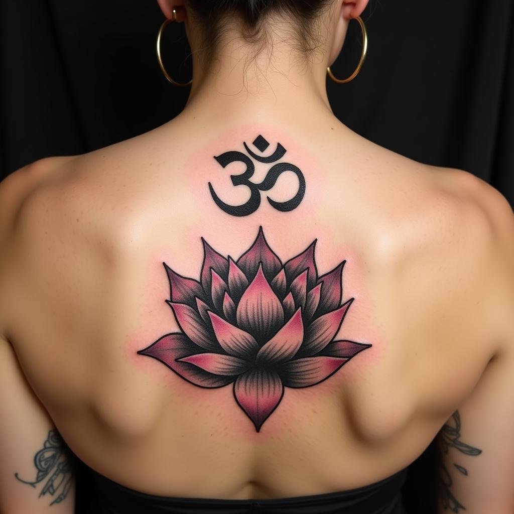 Hình xăm Om Mani Padme Hum ý nghĩa sâu sắc và phong cách độc đáo thu hút 2 hinh xam om mani padme hum hoa sen 67b8fc 1