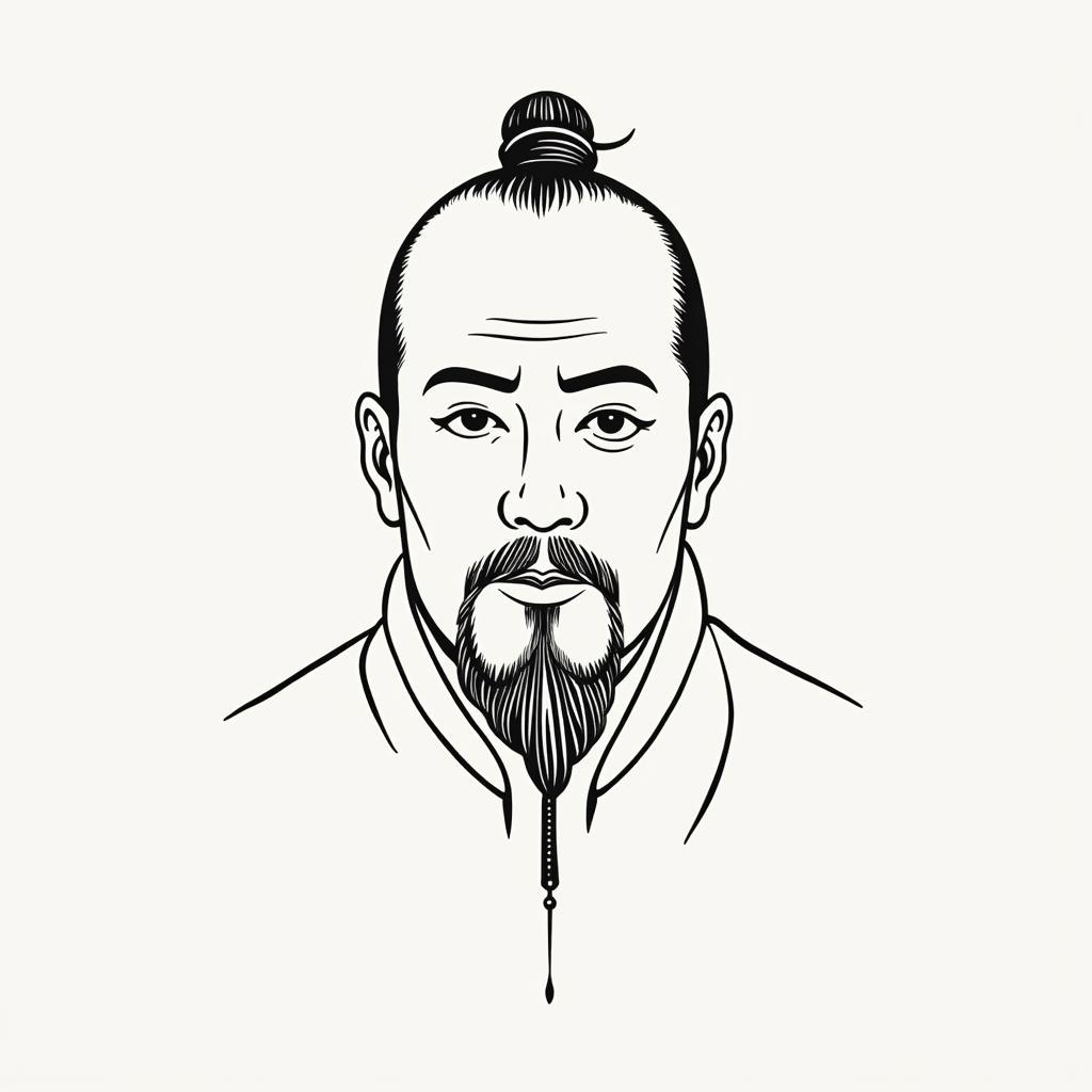 Mẫu hình xăm Quan Công phong cách tối giản (minimalist) tinh tế và hiện đại