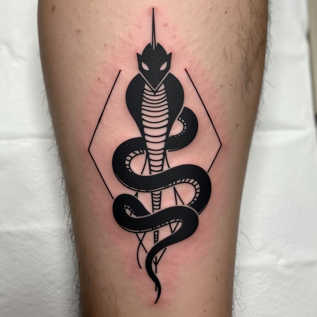 Mau hinh xam ran phong cach Blackwork voi muc den va hoa tiet hinh hoc