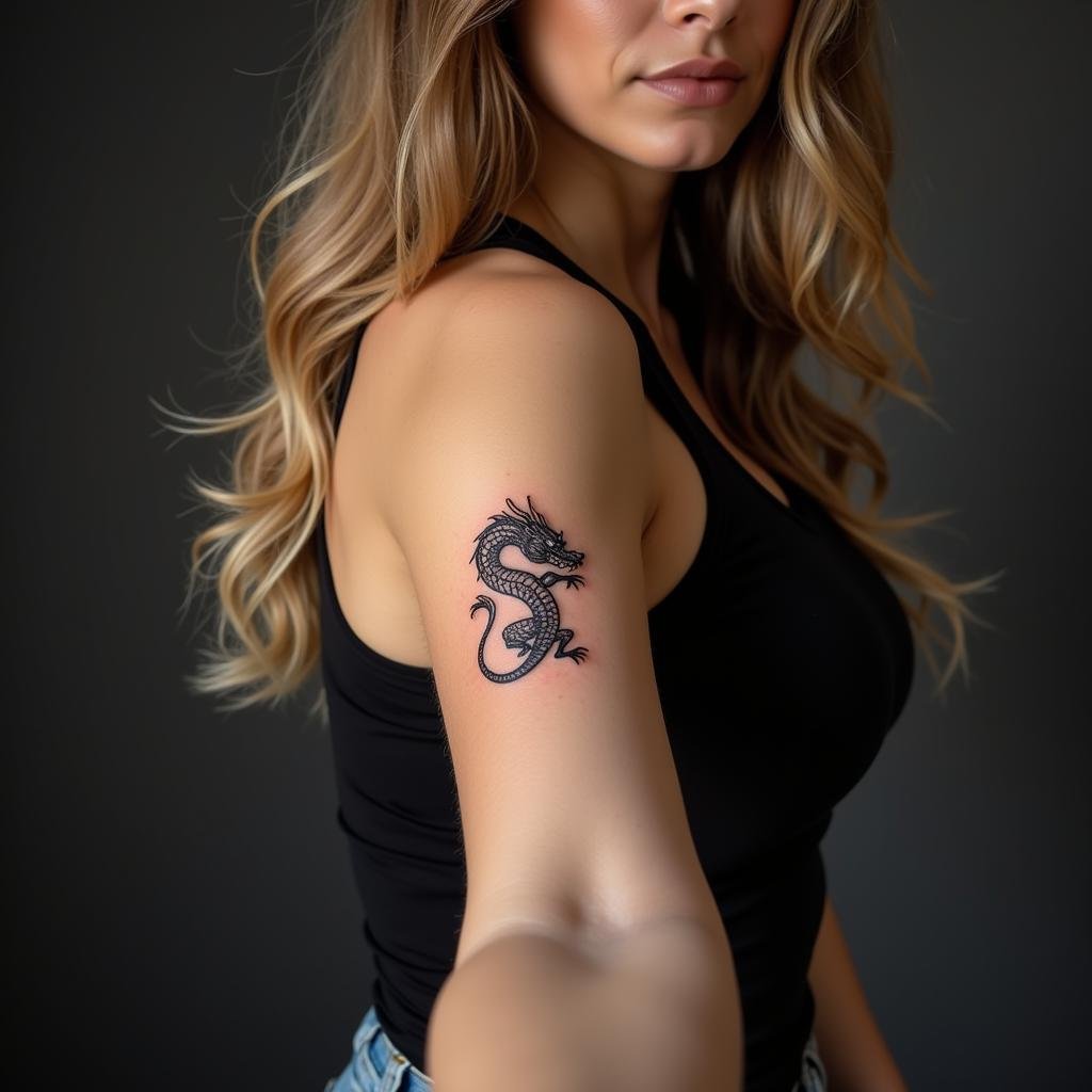 Hình xăm rồng mini nữ 2024: 99+ mẫu tattoo rồng nhỏ xinh, ý nghĩa 2 hinh xam rong mini nu bieu tuong suc manh 67bf29 1