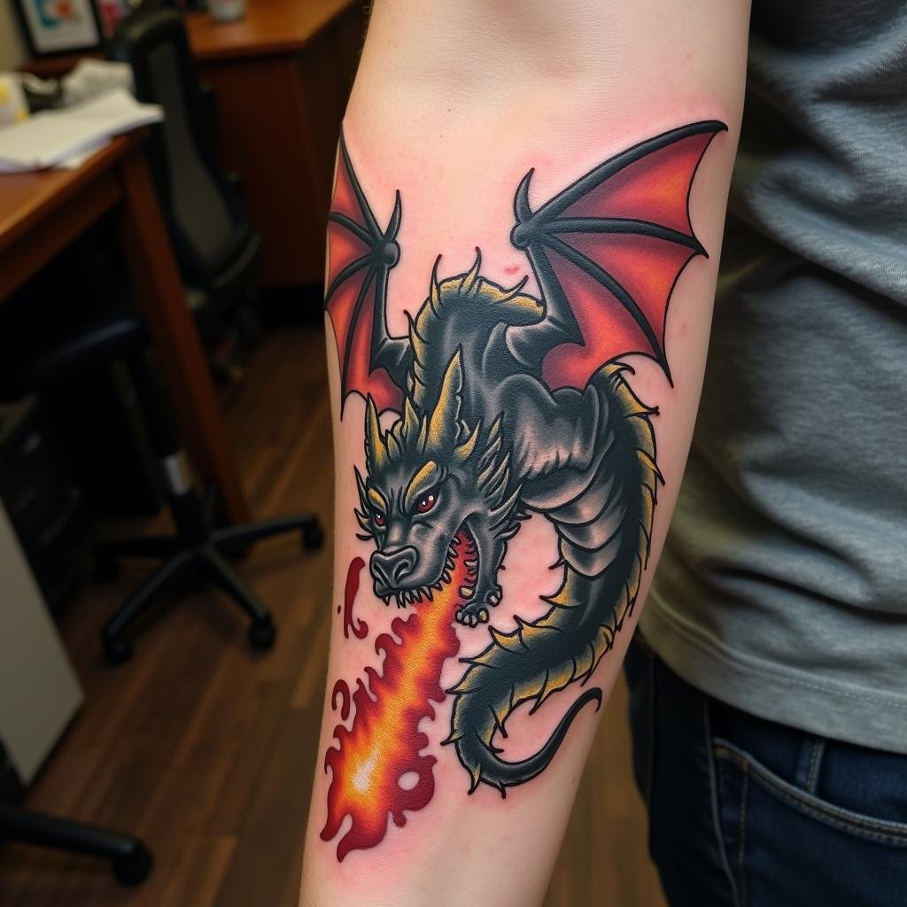 Hình xăm rồng nữ: Quyền lực & Vẻ đẹp Á Đông độc đáo 2 hinh xam rong phuong tay canh lua manh me 67bfca 1