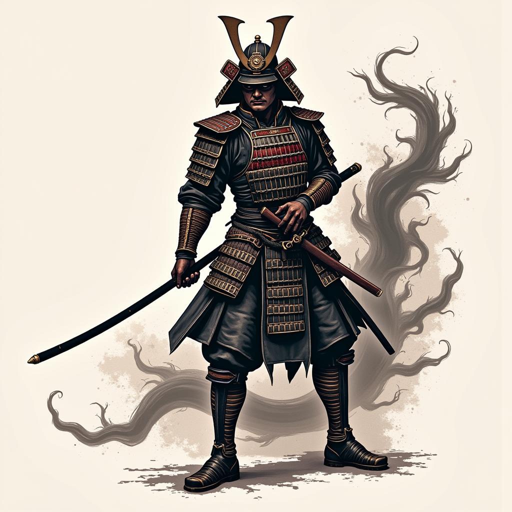 Hình xăm samurai thể hiện sức mạnh và lòng dũng cảm của chiến binh