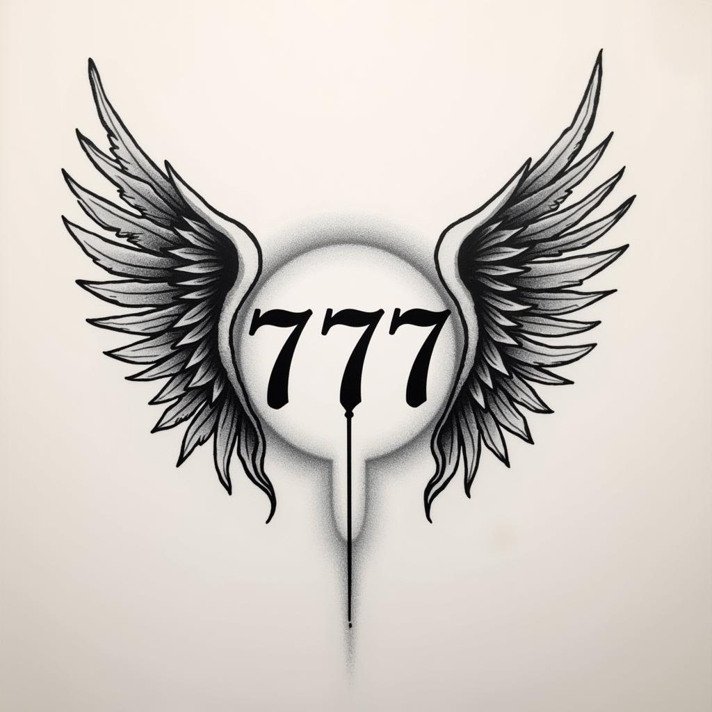 Hình xăm số 777 thể hiện sự thức tỉnh tâm linh và hướng dẫn từ thiên thần
