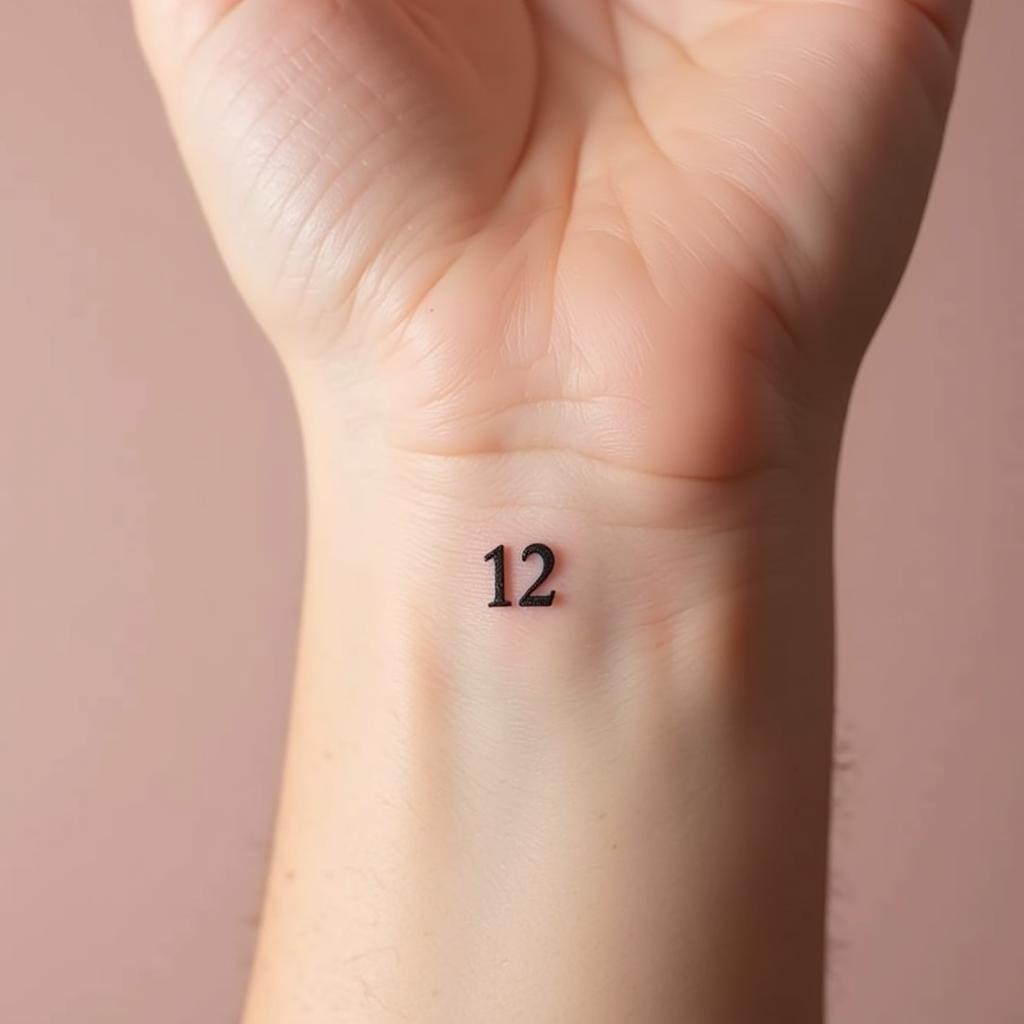 Hình xăm số nhỏ ở cổ tay nữ, phong cách tối giản, nhỏ nhắn.