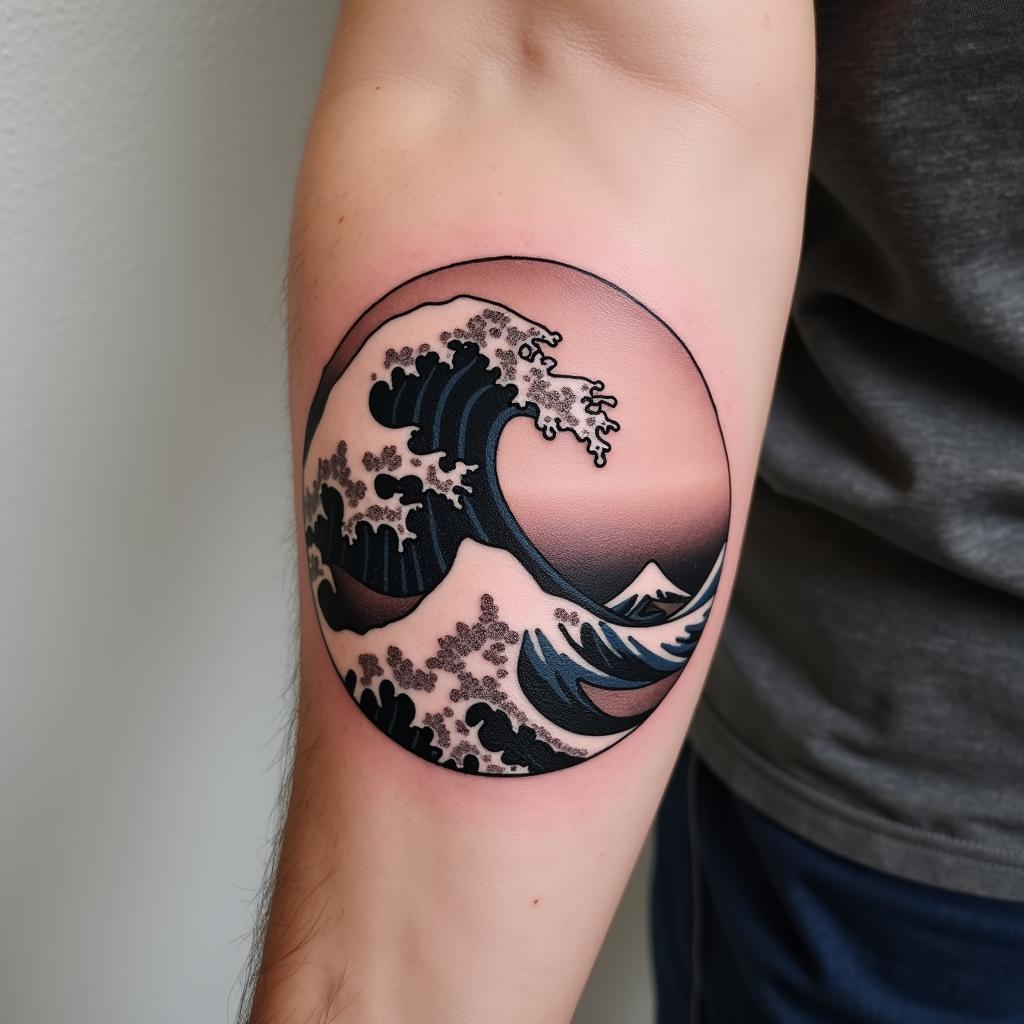 Hình xăm sóng biển biểu tượng cho sức mạnh và sự kiên cường vượt qua thử thách