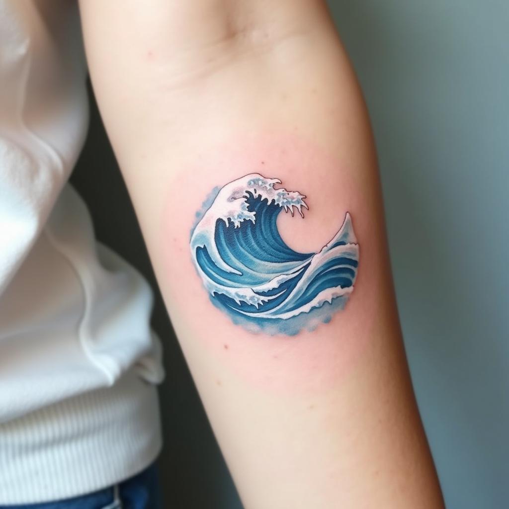 Hình xăm sóng nước uyển chuyển nhẹ nhàng cho nữ mệnh Thủy thêm phần duyên dáng