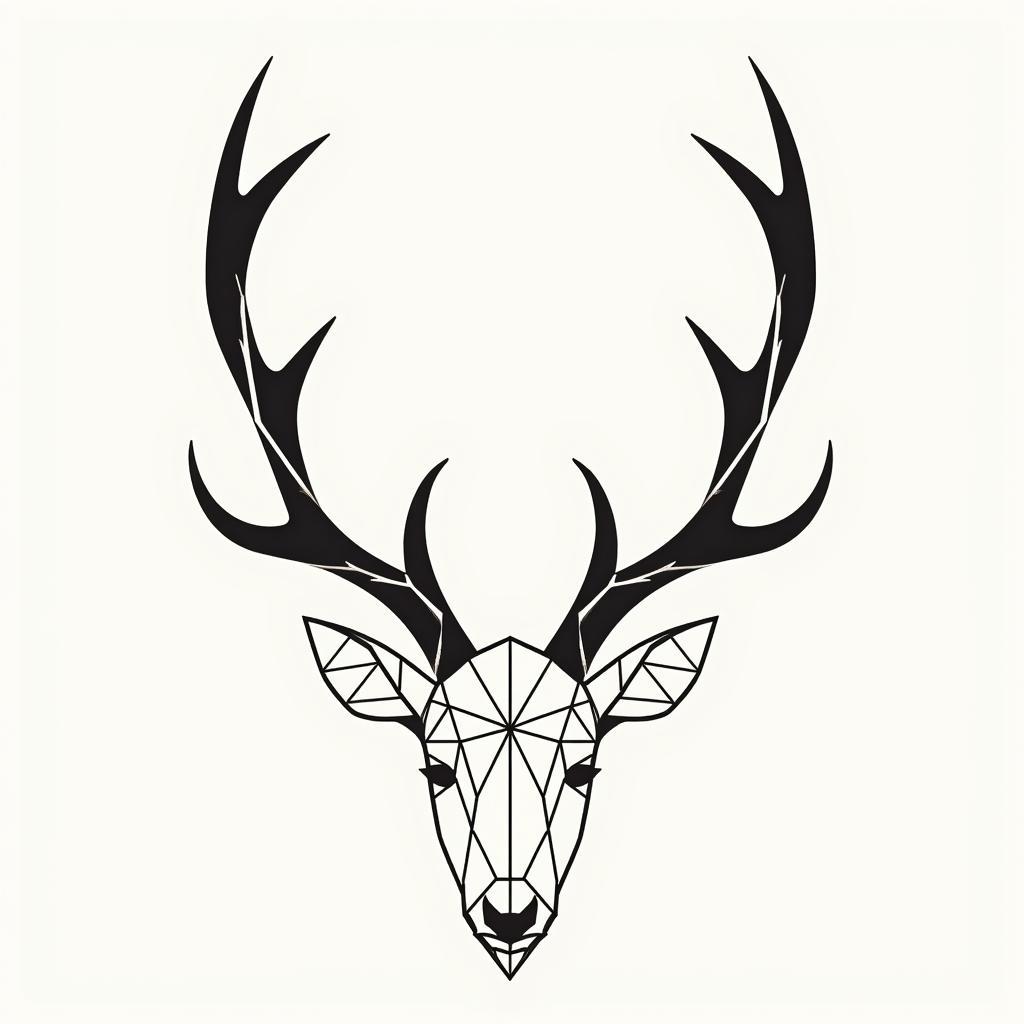 Hình xăm sừng hươu phong cách hình học hiện đại