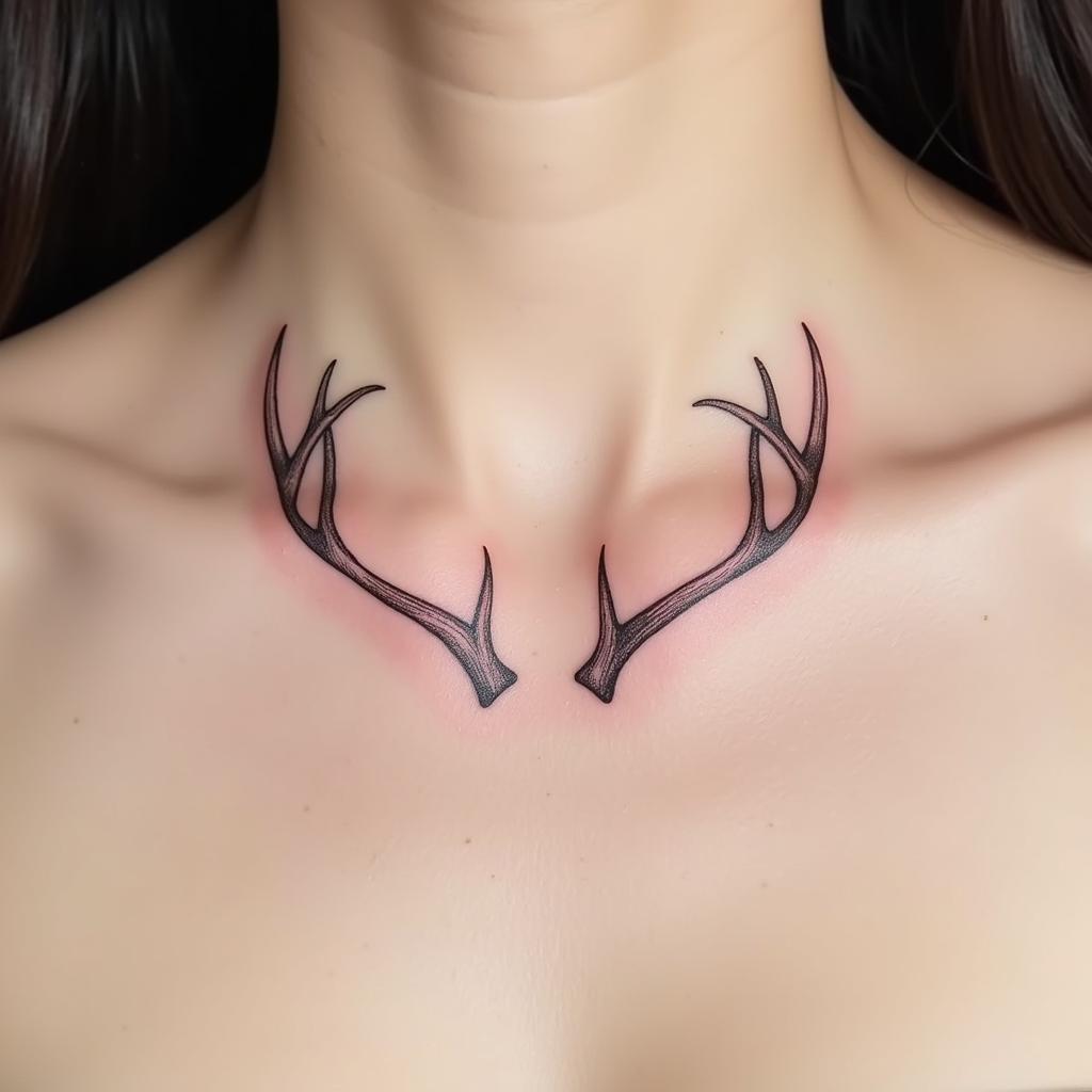 Hình xăm sừng hươu phong cách tối giản với đường nét đơn giản, tinh tế