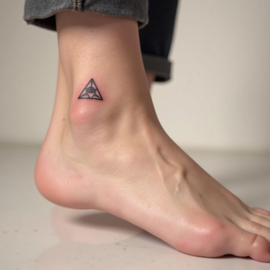 Hình xăm tam giác nhỏ nhắn và kín đáo ở vị trí mắt cá chân