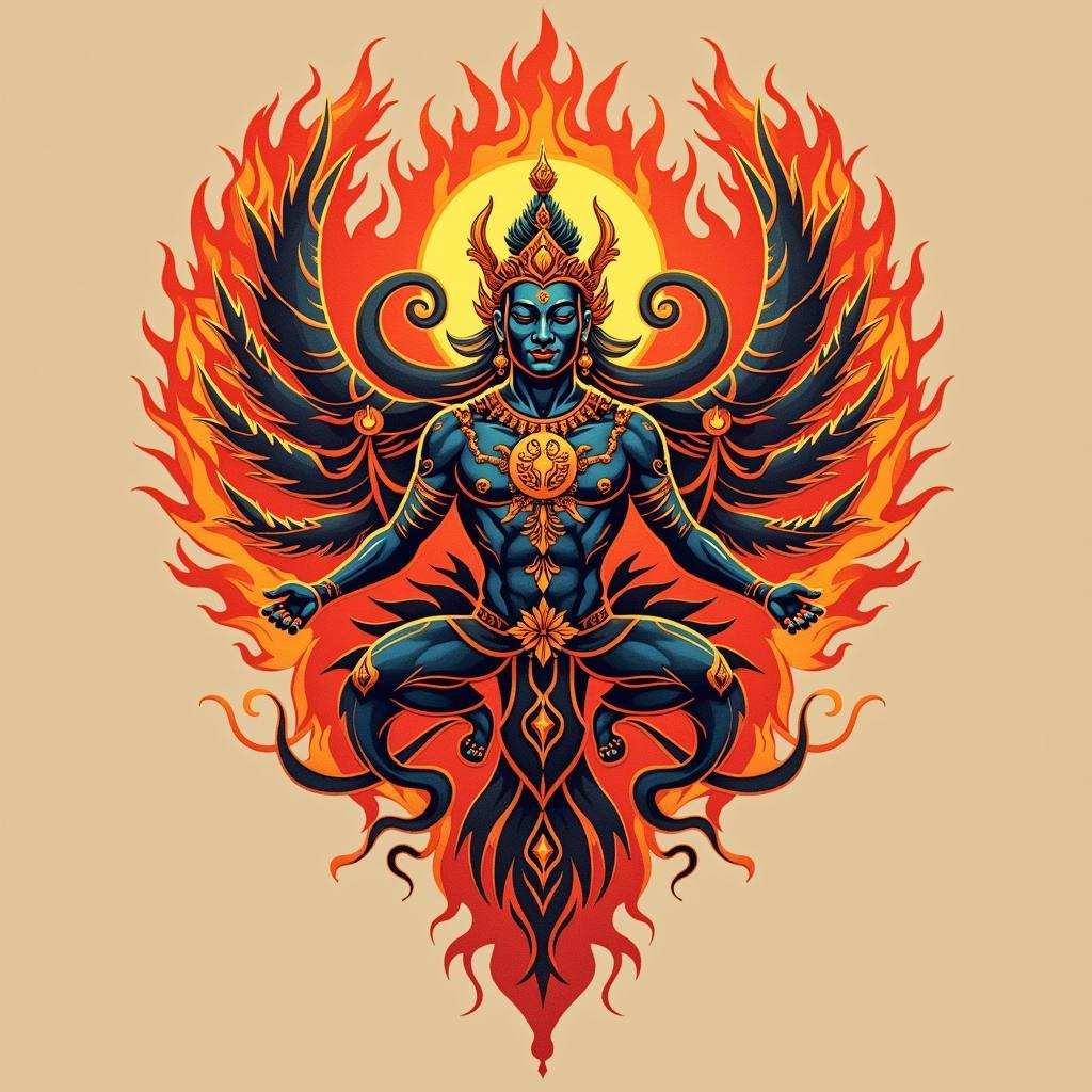 Hình xăm Tăng Trưởng Thiên Vương hợp mệnh Hỏa, biểu tượng uy quyền và sức mạnh