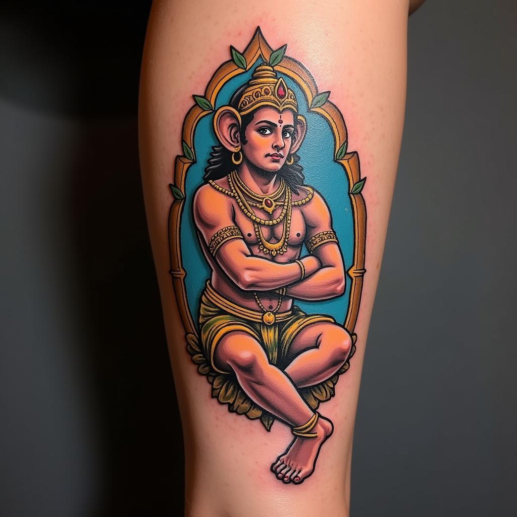 Hình xăm thần Hanuman trong văn hóa Hindu, biểu tượng sức mạnh, lòng trung thành và dũng cảm