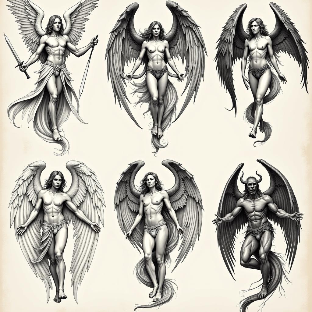 Hình xăm thiên thần và ác quỷ đa dạng phong cách thể hiện cá tính nghệ thuật