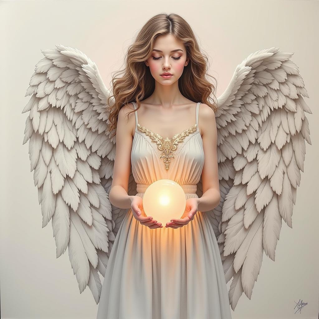 Hinh xăm thiên thần biểu tượng cho sự kết nối tâm linh và vẻ đẹp thuần khiết