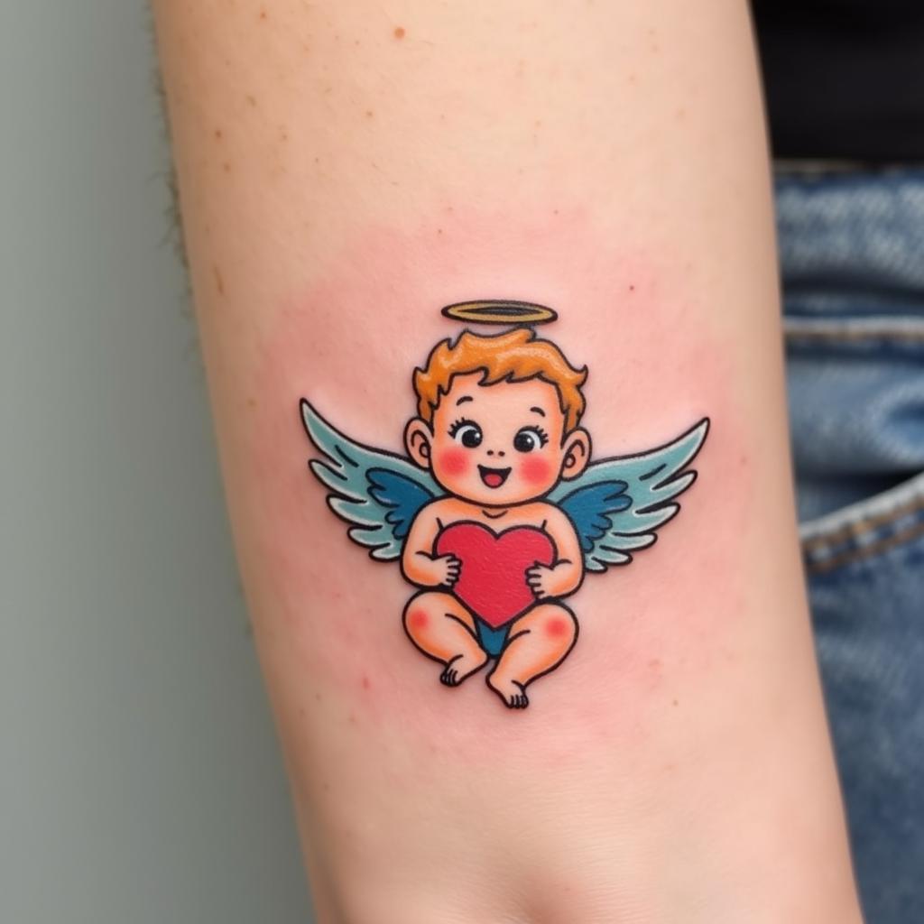 hinh-xam-thien-than-nho-cherub-dang-yeu-67bd17 Hình xăm thiên thần nhỏ Cherub dễ thương biểu tượng cho sự ngây thơ