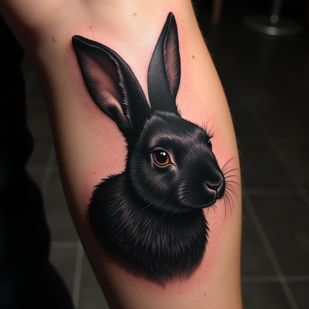 Hinh xăm tho đen thể hiện sự bí ẩn và quyến rũ của người sở hữu